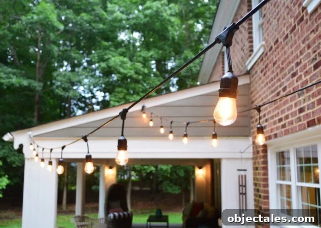 Patio with string lights