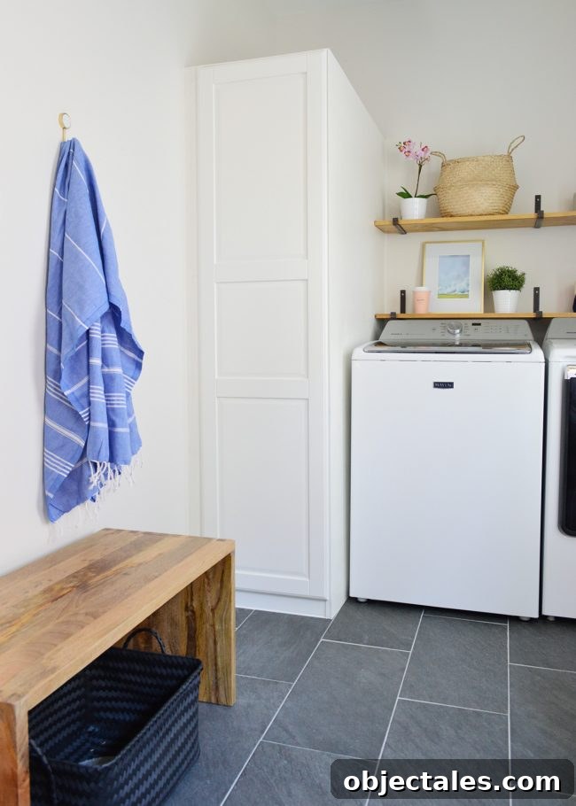 Build a Long Hook Rail for Your Mudroom 3 mudroom laundry room with single hook with towel on wall