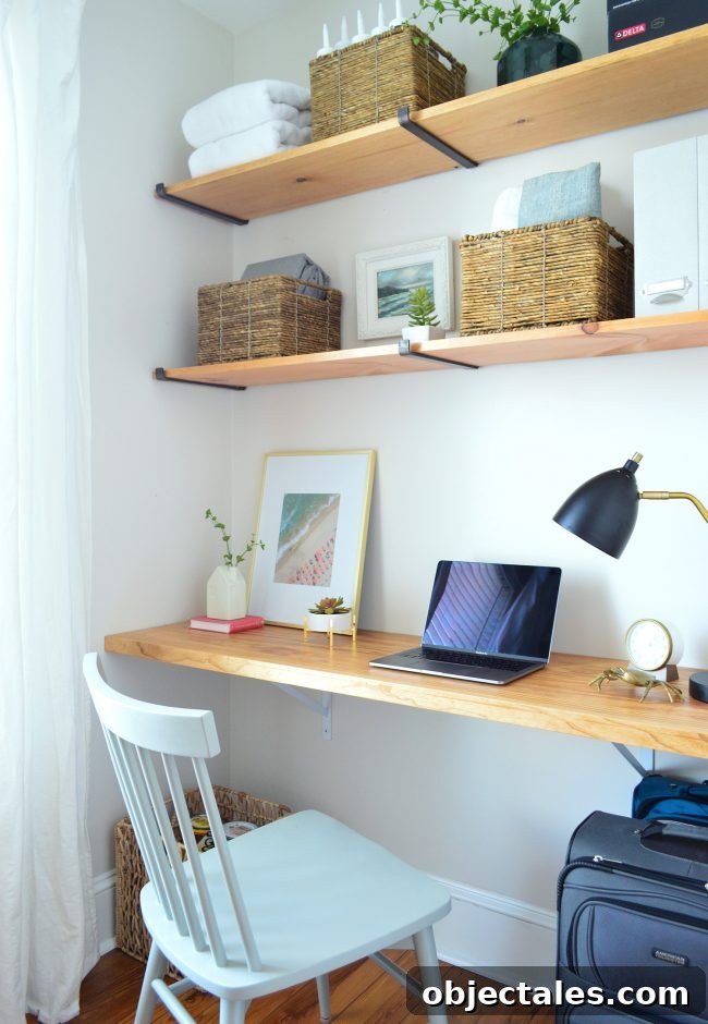 DIY Floating Desk with Built-In Shelves for Office Nook 5 img 87599 5