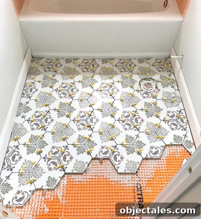 Upstairs bathroom tiling
