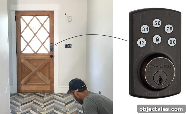Why Decorating One Room at a Time Can Hurt Your Home Cohesion 4 mudroom tile and keypad lock