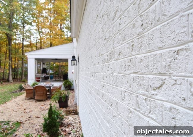 How We Painted Our Brick House White 23 Detail Picture Of Brick Texture On Painted White Home