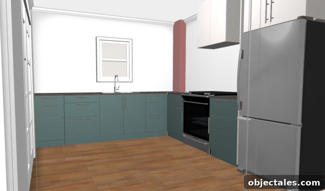 Rendering with hood and exposed brick
