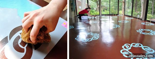 Sunroom stenciled floor