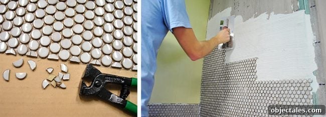 Penny tile backsplash