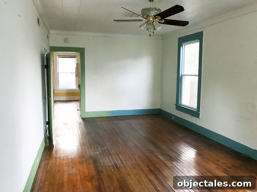 Living room other side before and after