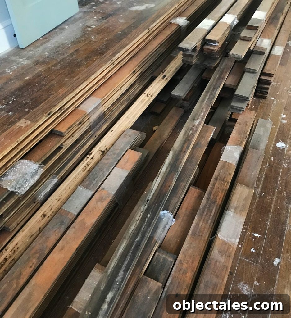 Patched and stained floor