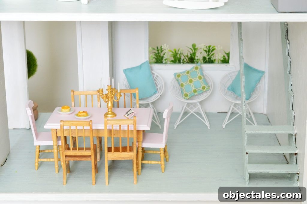 Tiny candlestick and miniature chairs