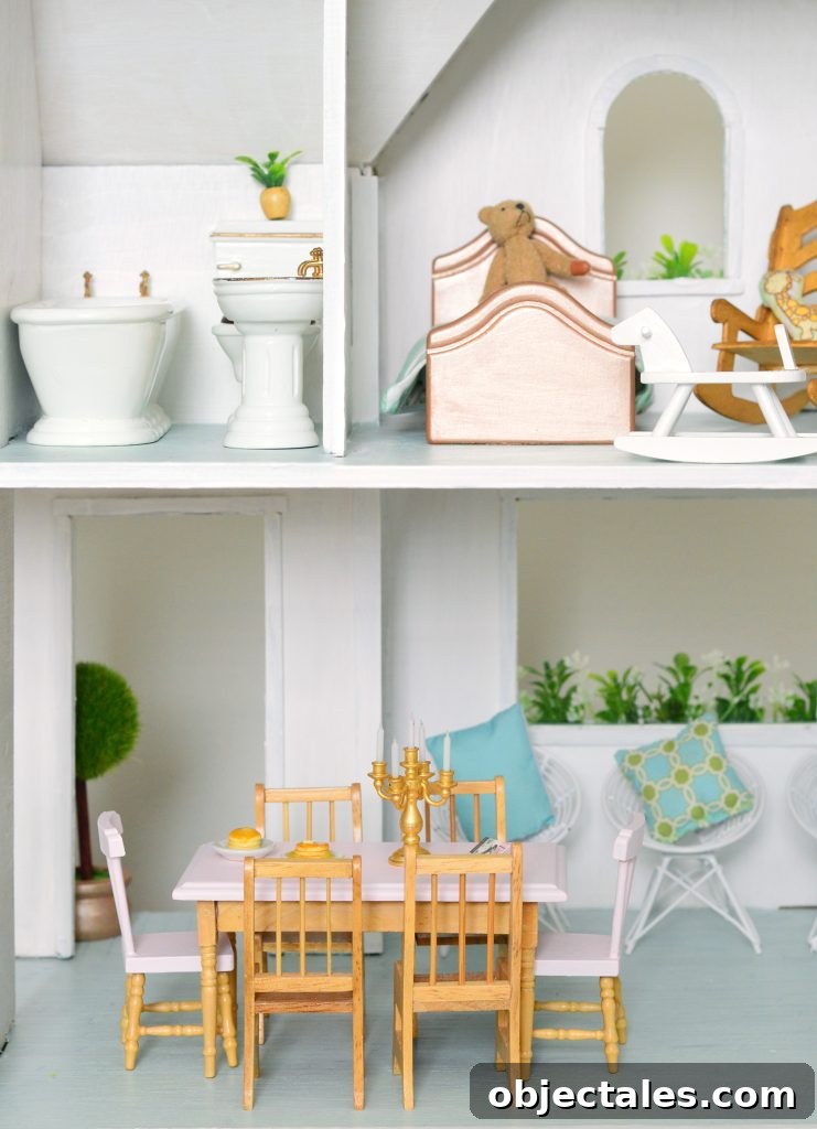 Rocking horse and interactive miniature furniture