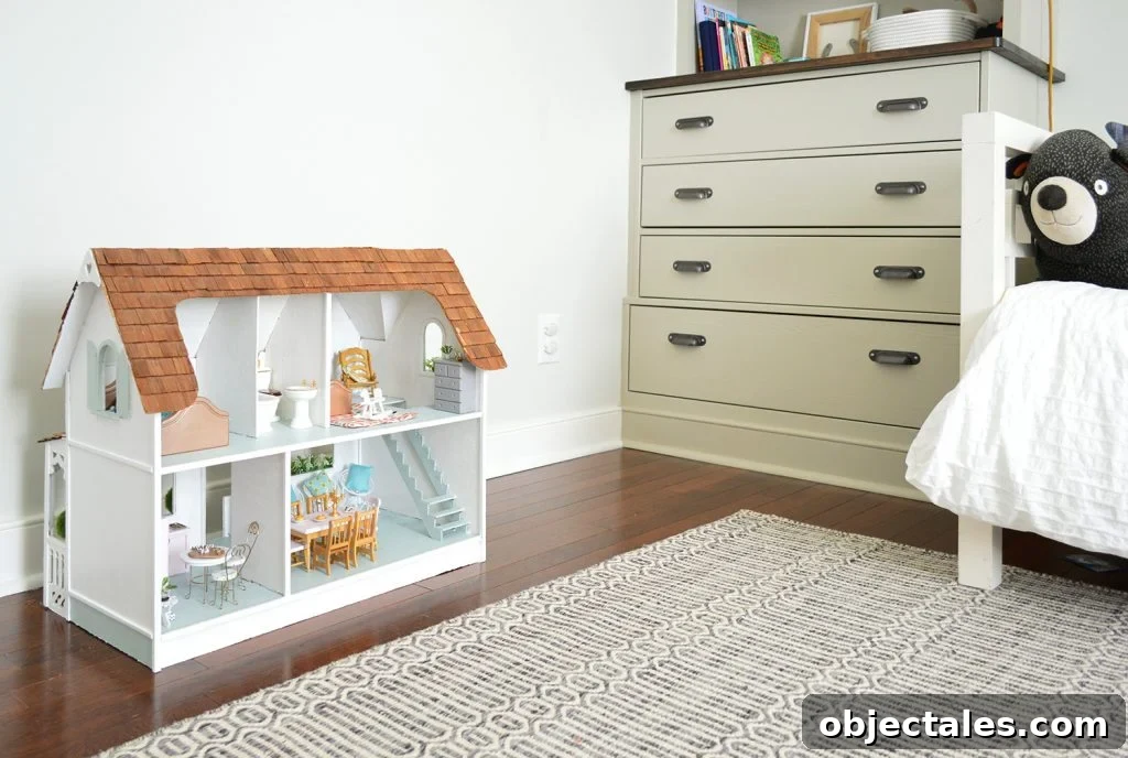 Dollhouse in corner of child's room