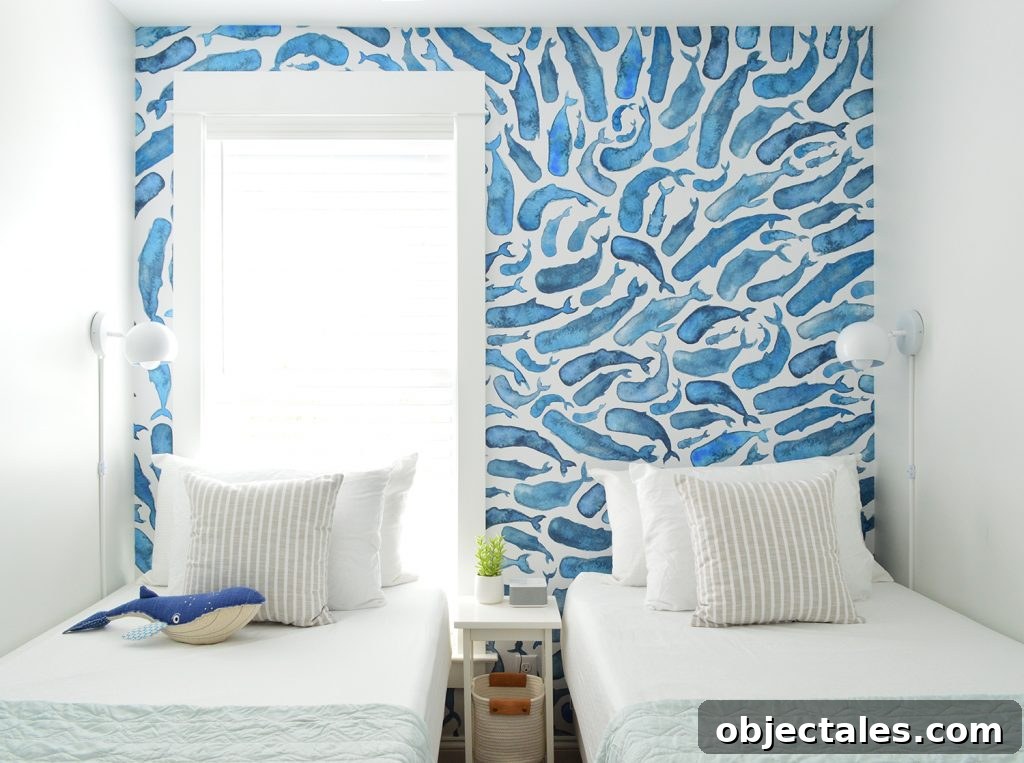 How to Install a Peel-and-Stick Wall Mural 3 Small Room With Blue Whale Removable Peel And Stick Wall Mural Wallpaper