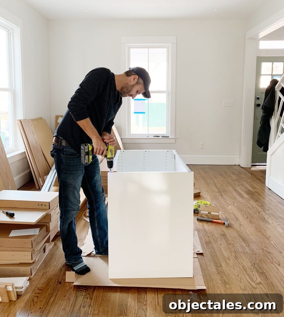 How to Install IKEA Kitchen Cabinets: Step-by-Step 6 Power driver for assembling cabinets