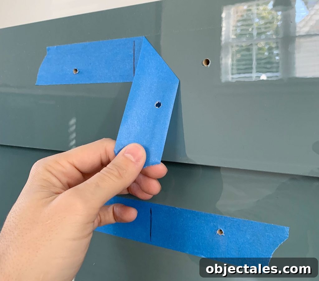 How to Install Cabinet Hardware: A Complete Guide 16 Peeling Protective Blue Tape Off Of Cabinet Drawer Front