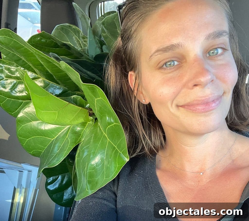 Sherry in car with plant in Florida