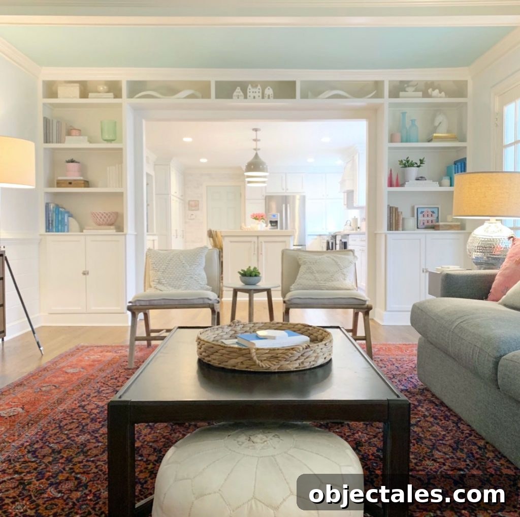How Science Can Make Your Home Happier 2 Living Room With Built In Bookcases and Wood Coffee Table