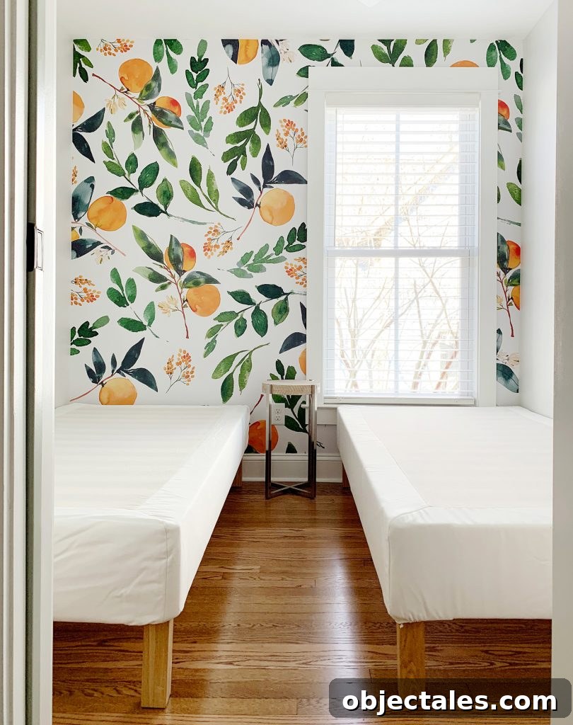 How Science Can Make Your Home Happier 13 Removable Wallpaper Mural With Oranges In Room With Two Twin Beds