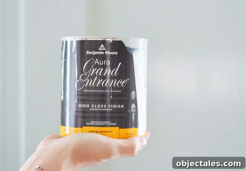 Front Door Paint Guide: Top Paint Choices and Pro Tips 5 Can of Benjamin Moore Aura Grand Entrance Paint in High Gloss Finish