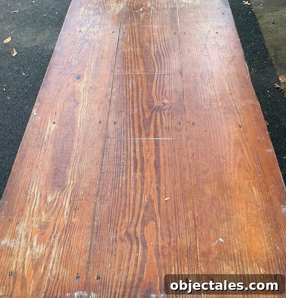 Refinish Your Table: Step-by-Step Guide to a Smooth Finish 11 Before Photo of Old Dinign Room Table Top Finish With Damage
