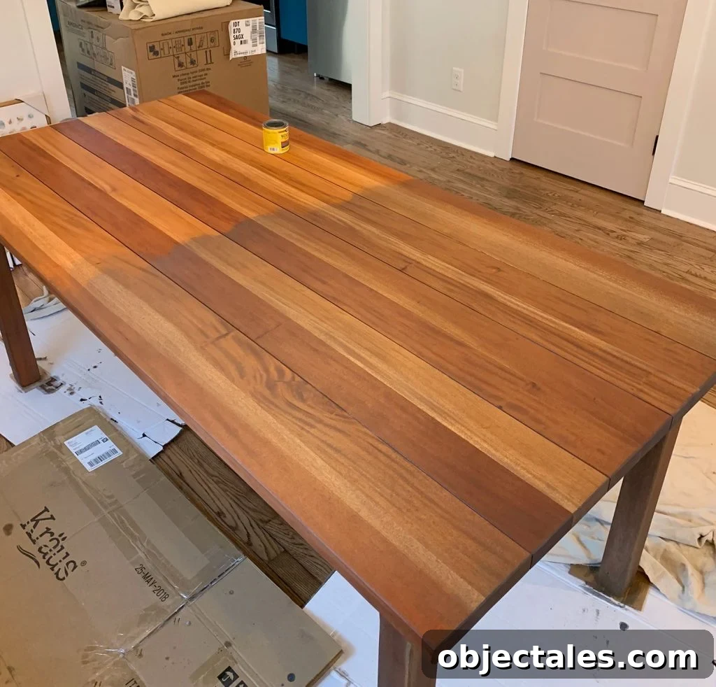 Refinish Your Table: Step-by-Step Guide to a Smooth Finish 15 Refinished Dining Table Halfway Stained With Minxwax