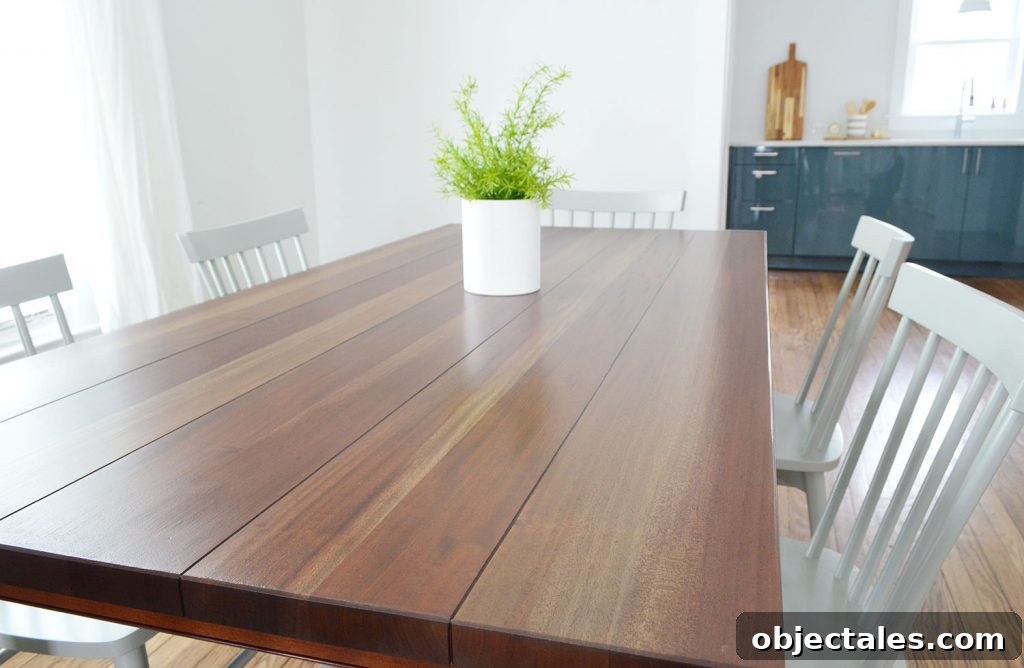 Refinish Your Table: Step-by-Step Guide to a Smooth Finish 16 Refinished Dining Table With New Darker Stain Applied
