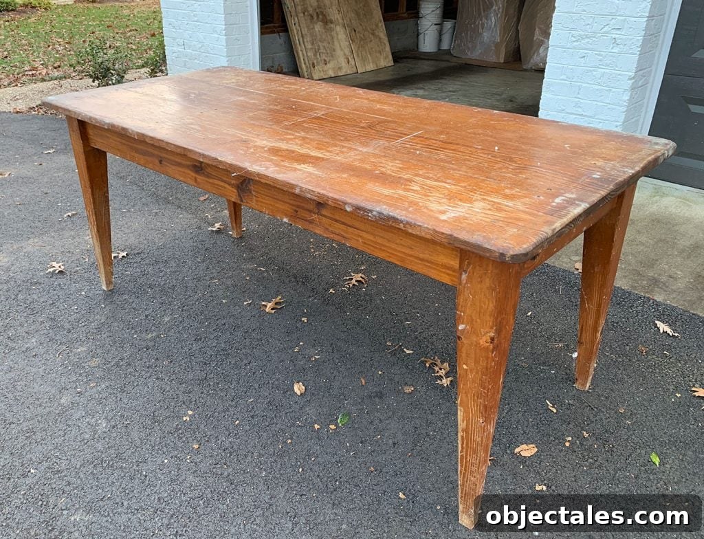 Refinish Your Table: Step-by-Step Guide to a Smooth Finish 5 Vintage Farmhouse Table With Damage and Scratches