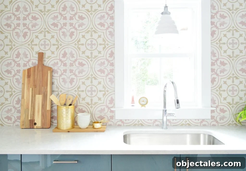 8 Essential Prep Steps Before Tiling 2 Pink Patterned Tile Backsplash With White Counters