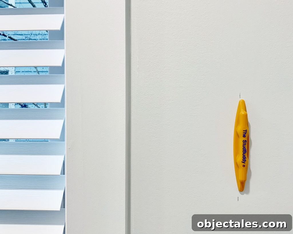 Stud finder in use
