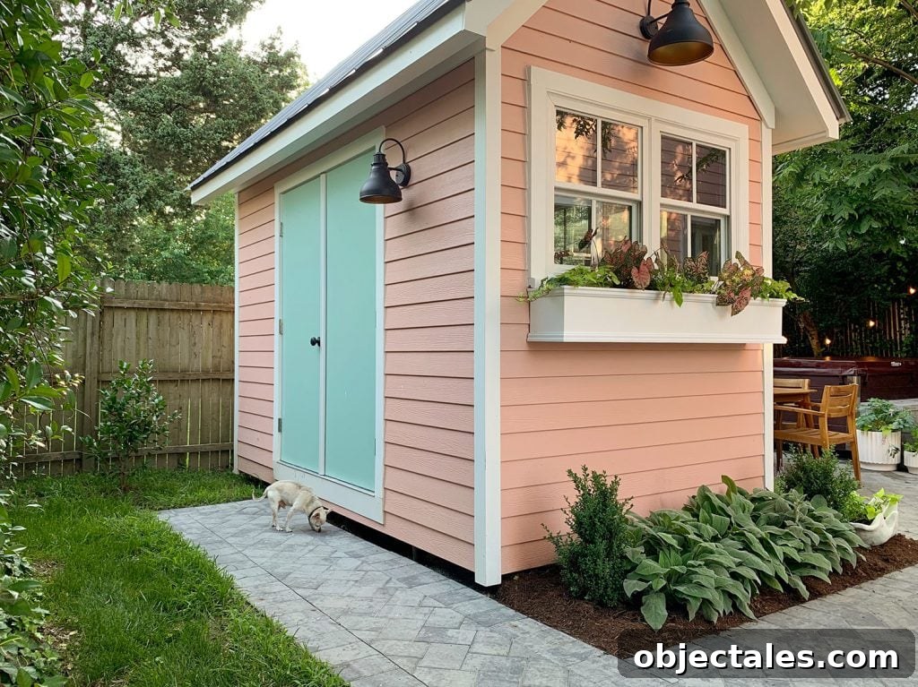 Shed with window box and lights