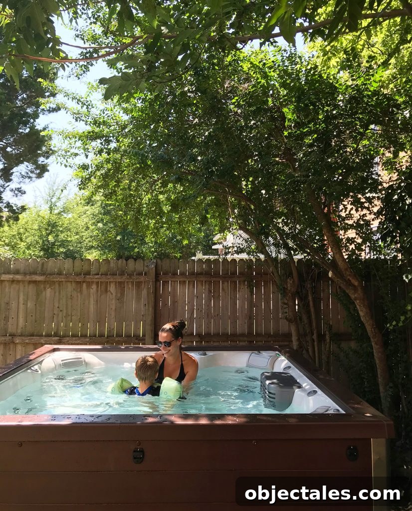 Hot tub installed in backyard