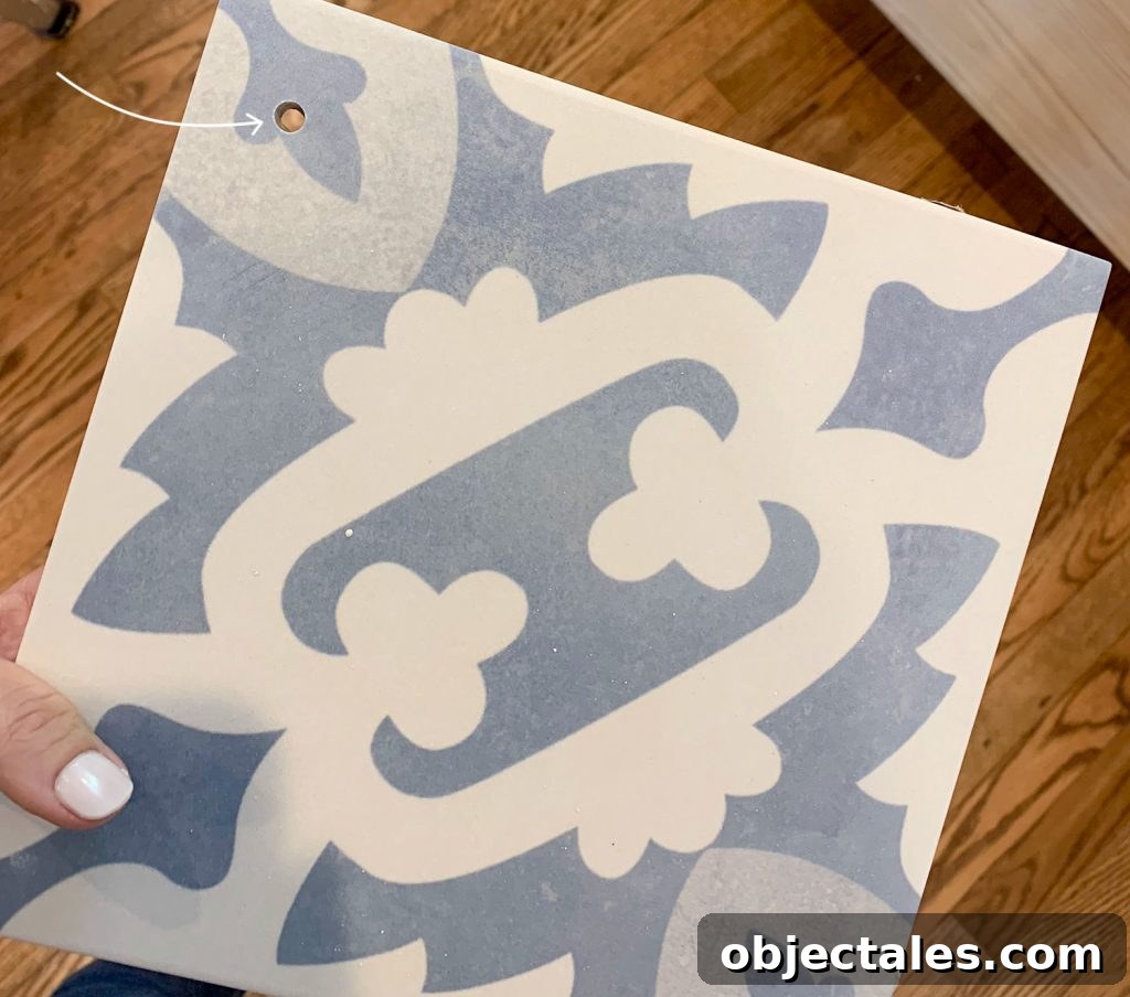 How to Drill Through Tile Without Cracking or Chipping 9 Small Text Hole Drilled Through Spare Tile