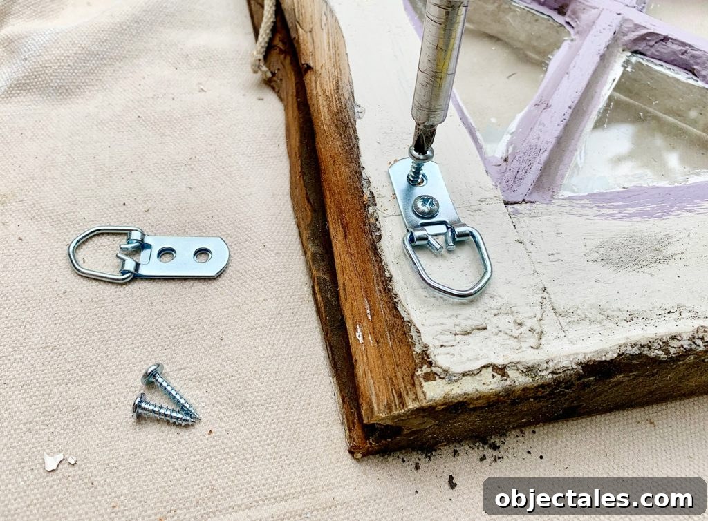 Screwing D Rings To Hang Diamond Glass Window