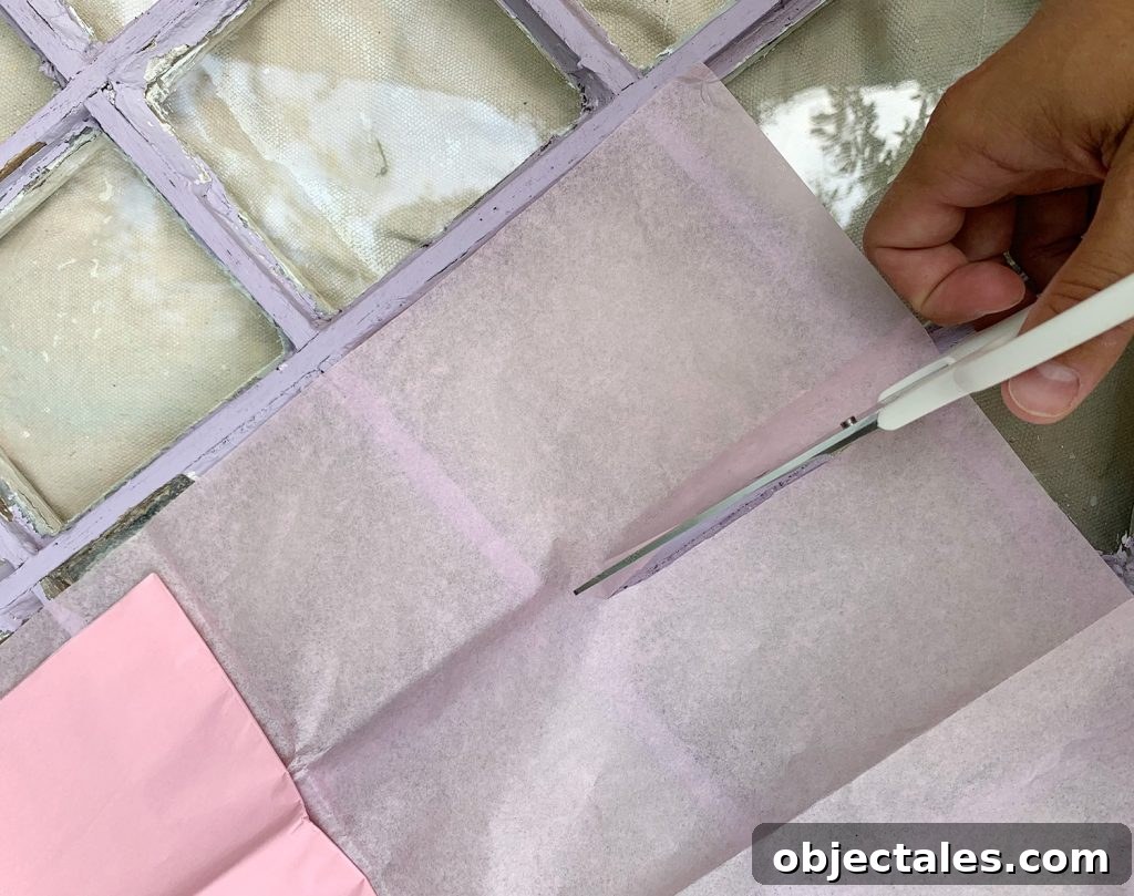 Cutting Tissue Paper Sheet To Size of Pane