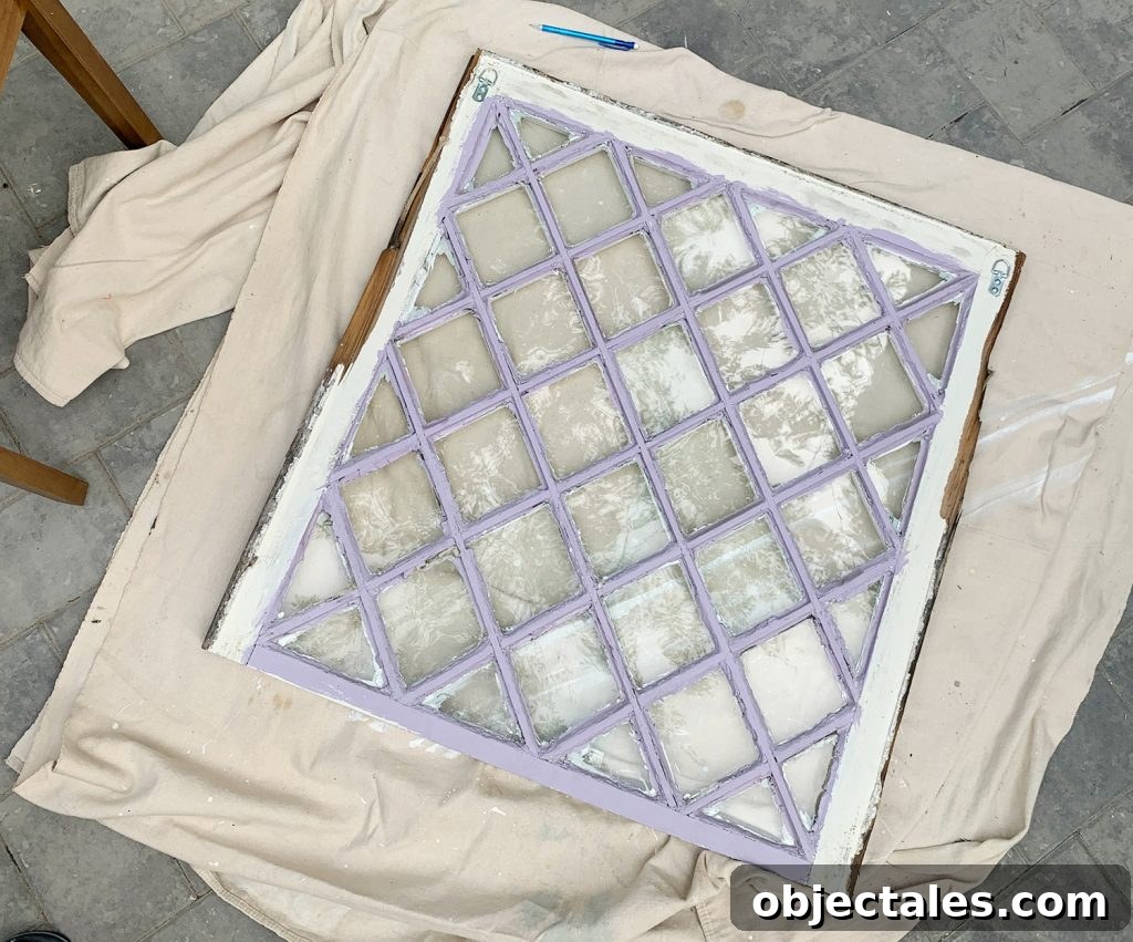 Old Reclaimed Glass Diamond Glass Window