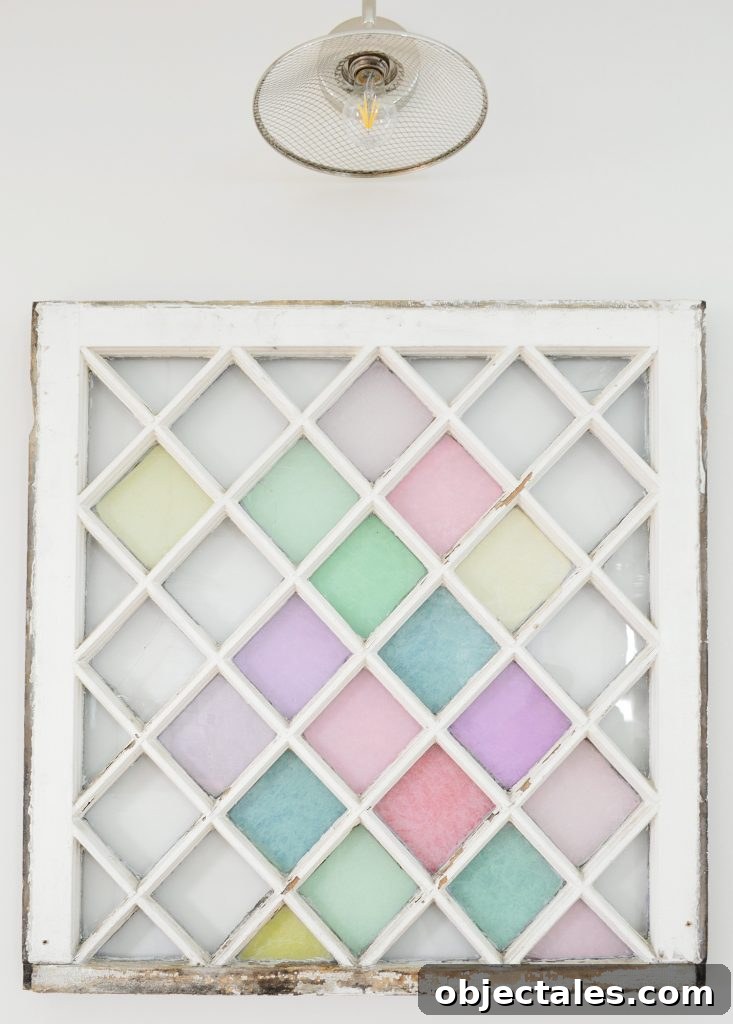 Close Up Detail Of DIY Modern Stained Glass Window