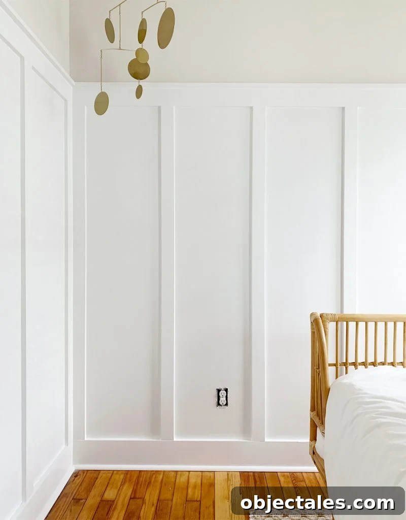 How to Hang Peel-and-Stick Wallpaper: Step-by-Step 3 Tall DIY Board And Batten Wall Wainscoting Installed In Beach House Bedroom