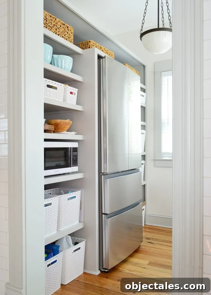 7 Beach House Updates: What We Changed and Why 13 Walk In Beach House Pantry With More Baskets On Shelves