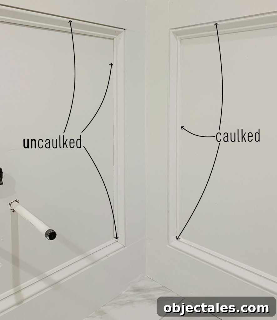 Decorative Wall Molding Caulked And Uncaulked Portions