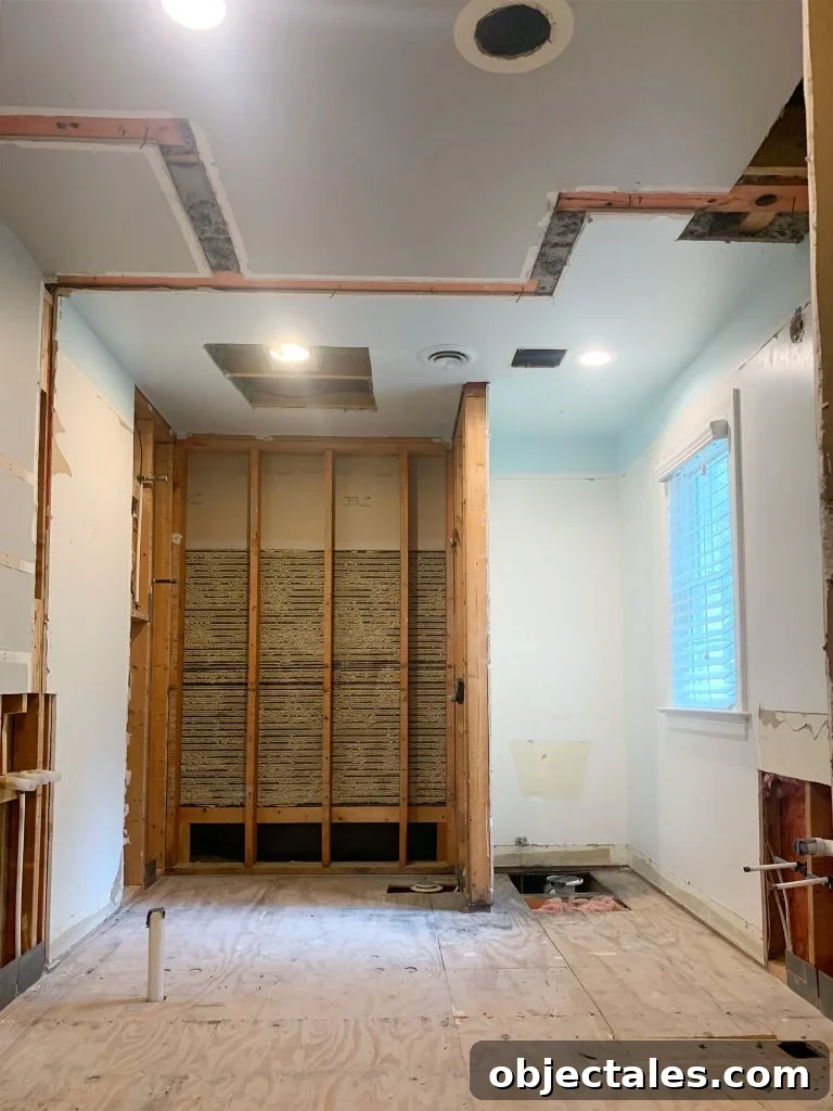 Bathroom Makeover Before and After Photos and Total Cost 4 Demo Progress Photo Of Bathroom With Walls Down Exposing Whole Space
