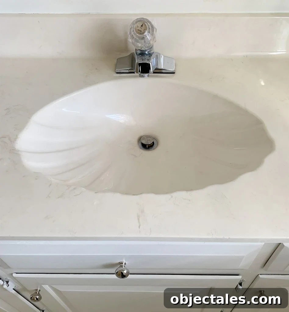 Seashell-shaped sink in our house