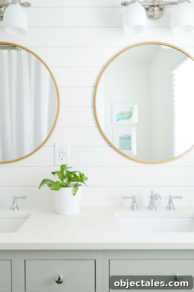 Styled bathroom with art and rug