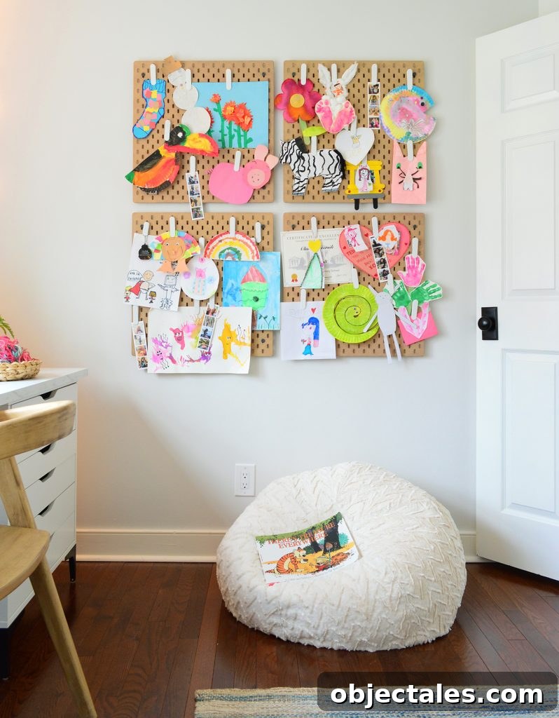 Ikea Skadis Pegboard Organizers For Displaying Kids Artwork