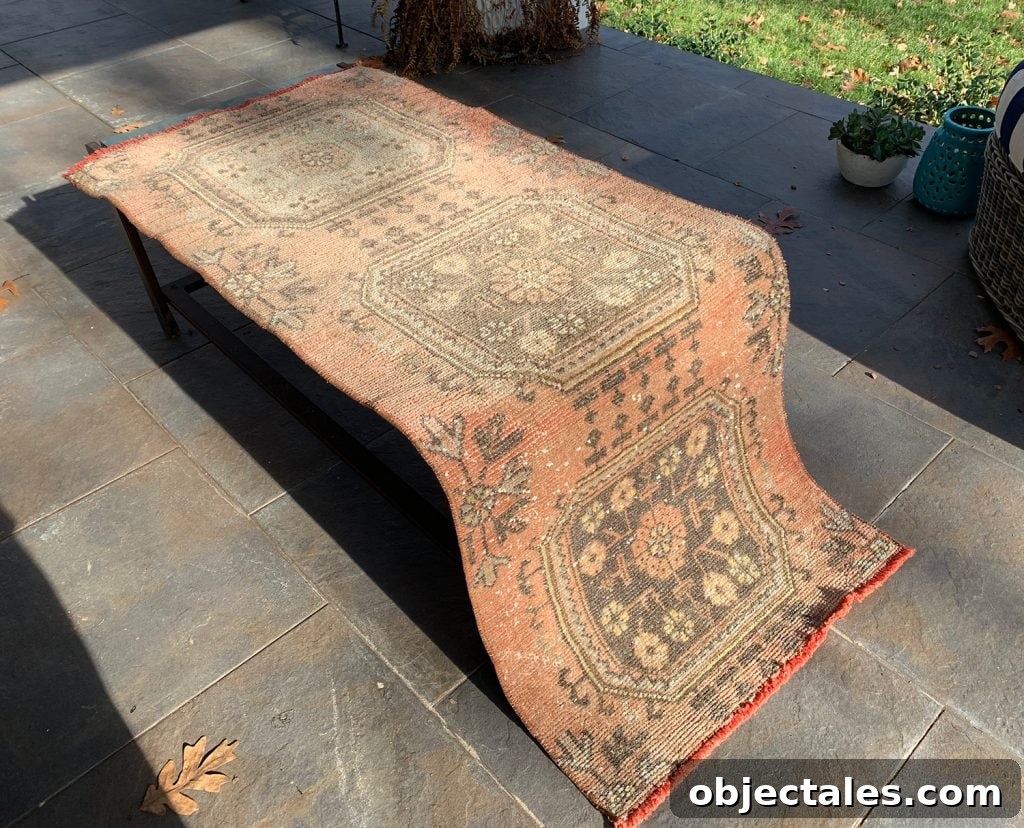 Runner drying outside after cleaning