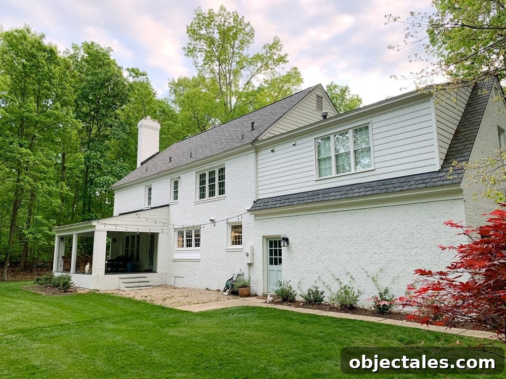 Painted Brick House Exterior Makeover Reveal 5 Backyard transformation