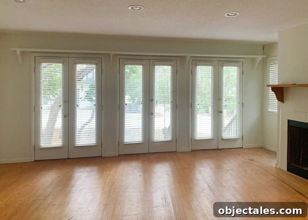 Refinish Pine Floors for a Beachy, Coastal Style 4 Worn pine floor before refinishing