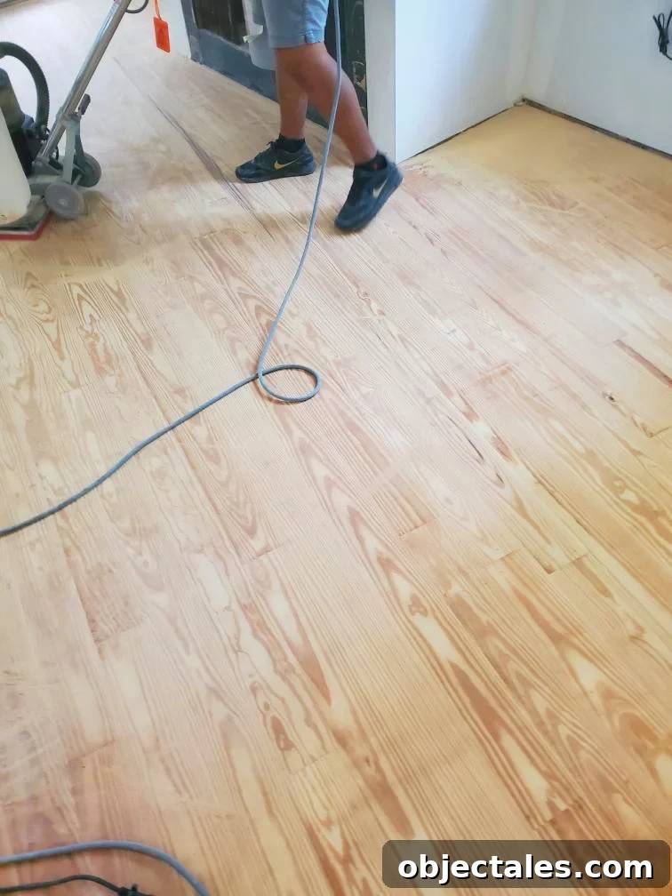 Refinish Pine Floors for a Beachy, Coastal Style 5 Sanded pine floor ready for finishing