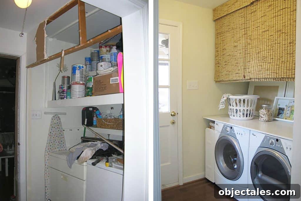 Before and After of laundry room makeover in small home