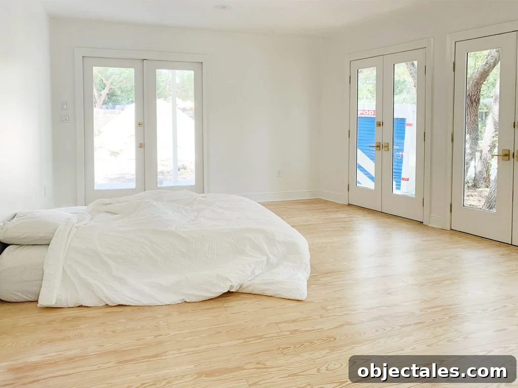 Bedroom before curtains installed