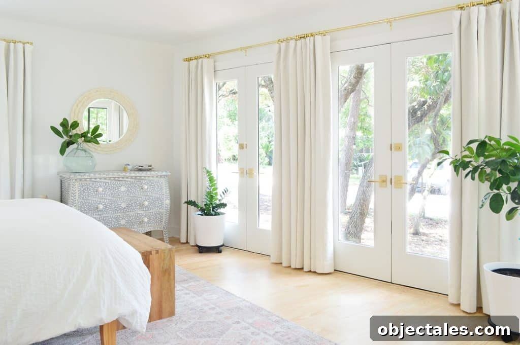 Curtains and bed