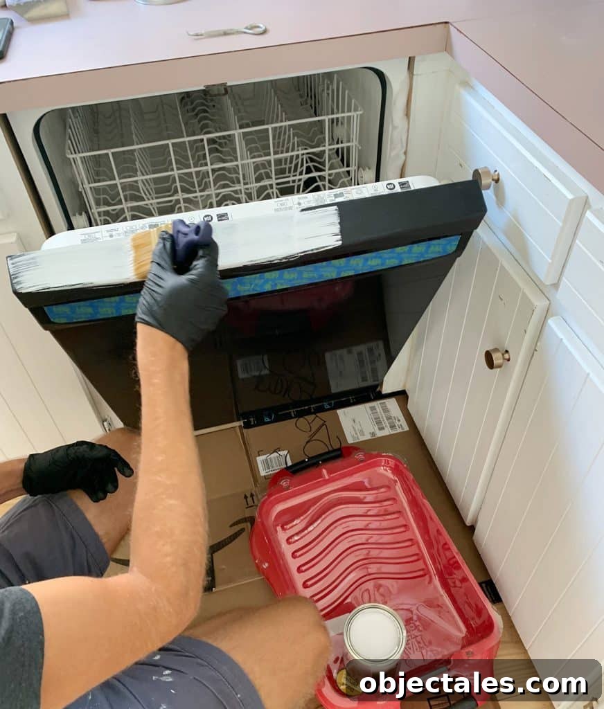 5 Quick Kitchen Upgrades That Transform Your Space 9 Painting Black Dishwasher With White Appliance Paint