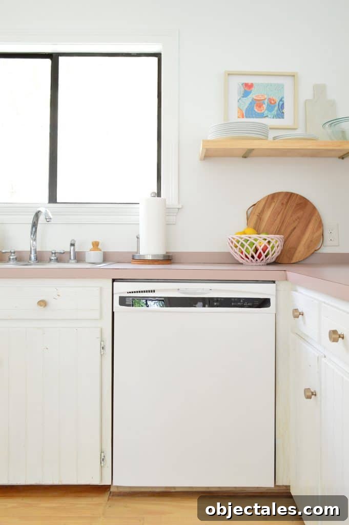 5 Quick Kitchen Upgrades That Transform Your Space 10 After Of White Painted Dishwasher To Blend In With White Cabinets